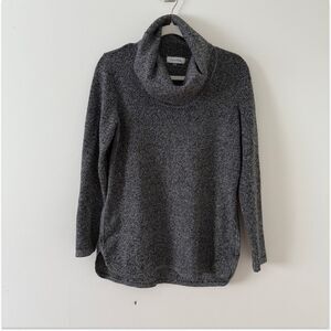 Calvin Klein Cowl Neck Sweater – Heather Gray Knit, Medium, Casual + Elegant